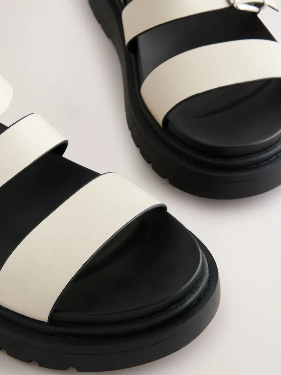 Bone Standard/Wide Fit Chunky Buckled Sandals