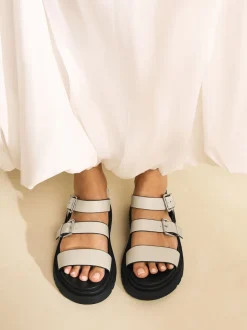 Bone Standard/Wide Fit Chunky Buckled Sandals