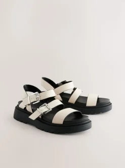 Bone Standard/Wide Fit Chunky Buckled Sandals