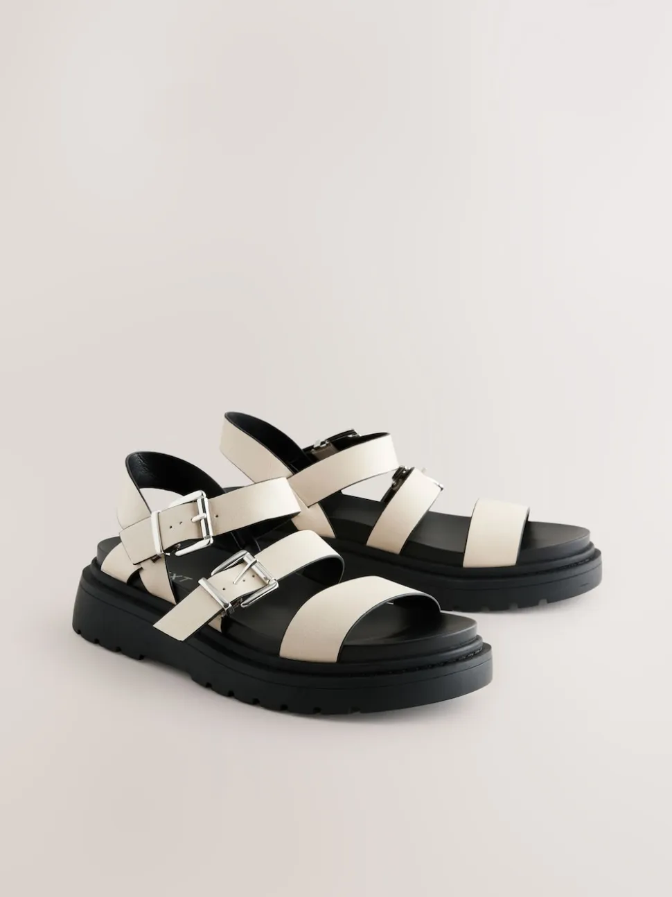 Bone Standard/Wide Fit Chunky Buckled Sandals