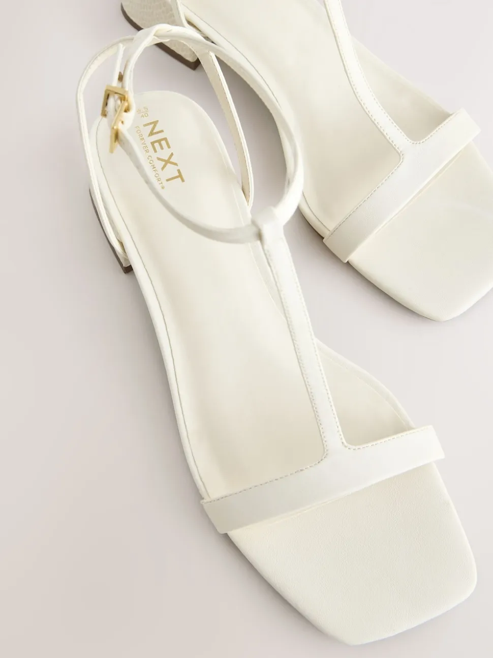 Bone Standard/Wide Fit Forever Comfort® Low Block Strappy Sandals