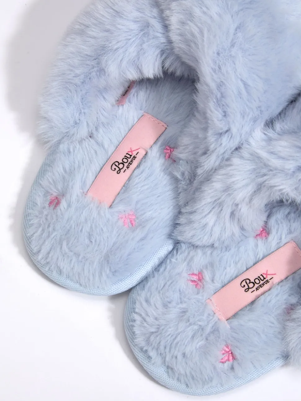 Boux Avenue Blue Bow Embroidered Cross Band Slider Slippers