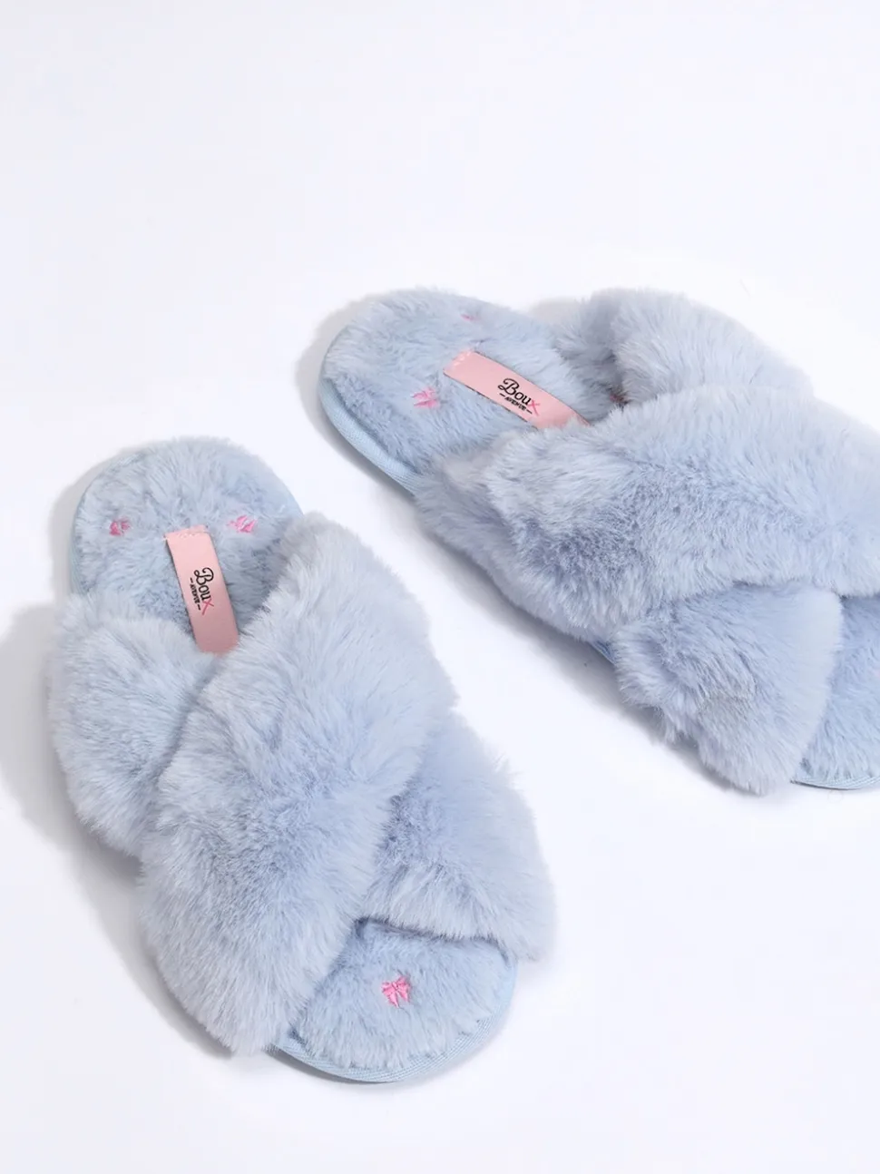 Boux Avenue Blue Bow Embroidered Cross Band Slider Slippers