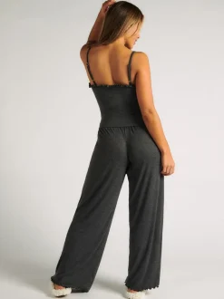Boux Avenue Grey Rib Frill Cami & Pant Pyjama Set