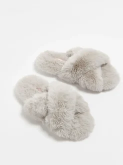 Boux Avenue Light Grey Cross Band Slippers