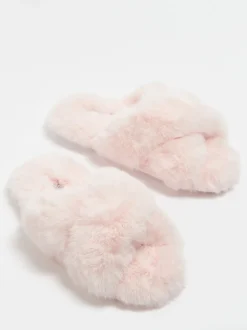 Boux Avenue Pink Cross Band Slippers