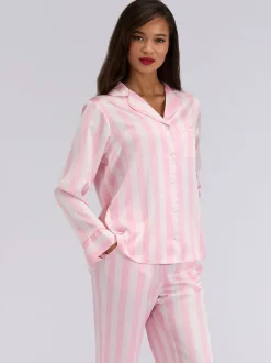 Boux Avenue Pink Oversized Satin Revere & Pyjamas Set