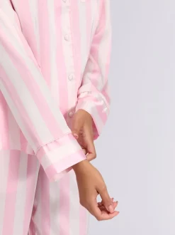 Boux Avenue Pink Oversized Satin Revere & Pyjamas Set