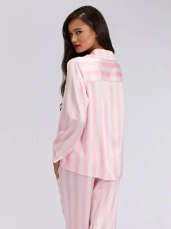 Boux Avenue Pink Oversized Satin Revere & Pyjamas Set