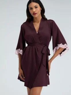 Boux Avenue Purple Amelia Satin Short Robe