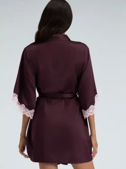 Boux Avenue Purple Amelia Satin Short Robe