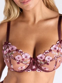Boux Avenue Red Evelyn Floral Embroidered Balconette Bra
