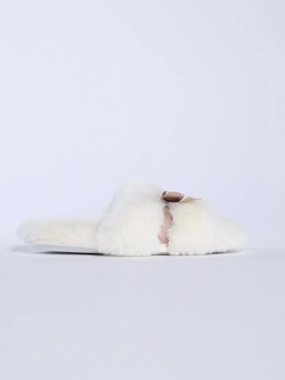 Boux Avenue White Plush Bow Mix Slipper Sliders