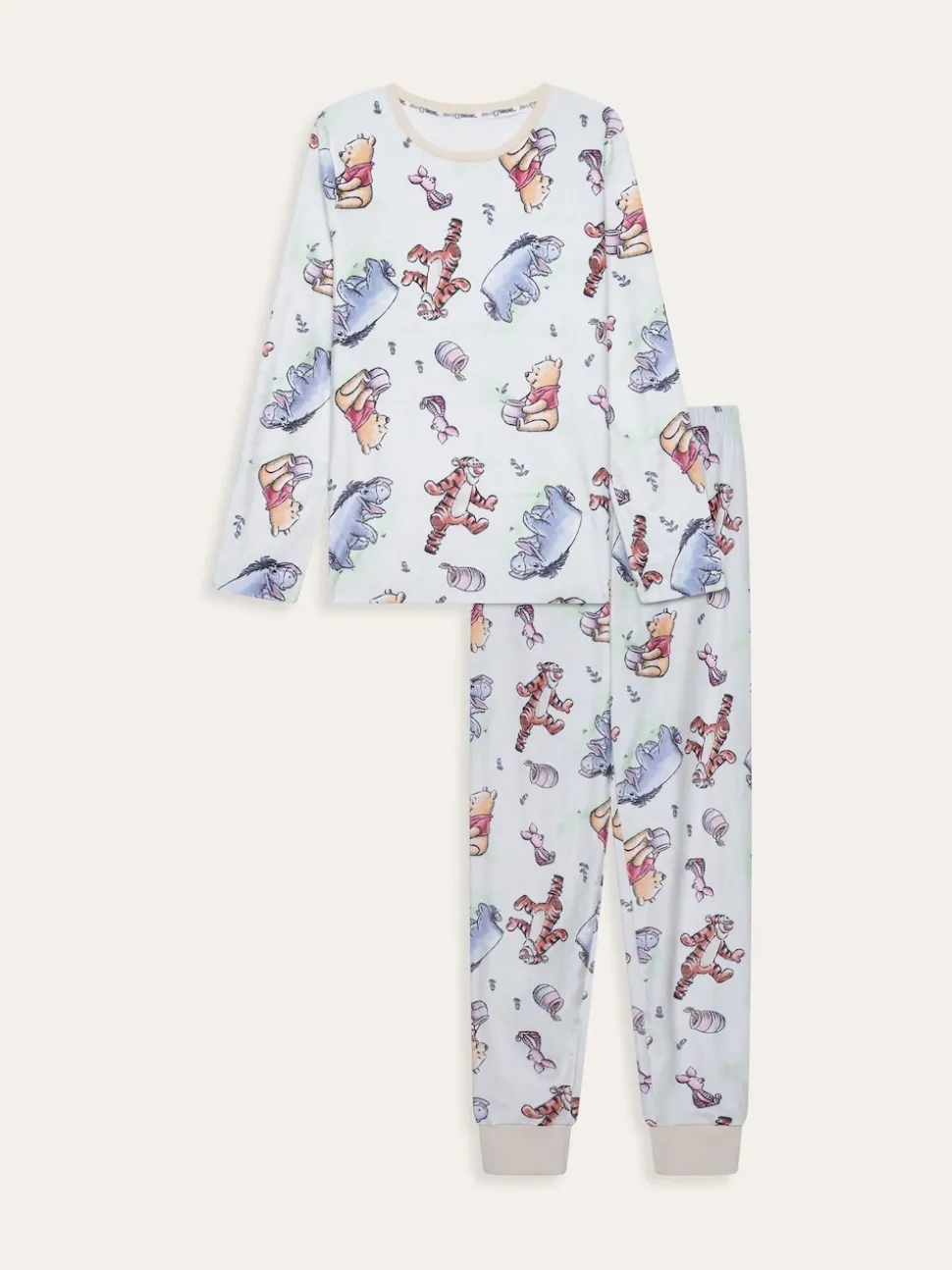 Brand Threads Natural Ladies Winnie The Pooh Fleece Pyjamas Set