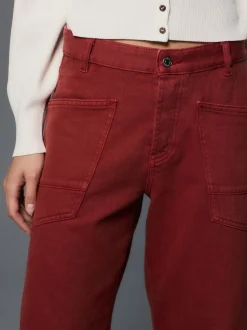 Brick Red Double Pocket Barrel Jeans