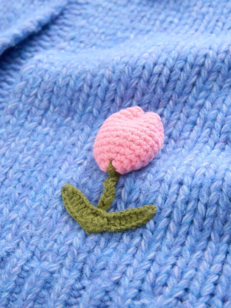 Bright Blue 3D Tulip Soft Touch Chunky Knit Cardigan