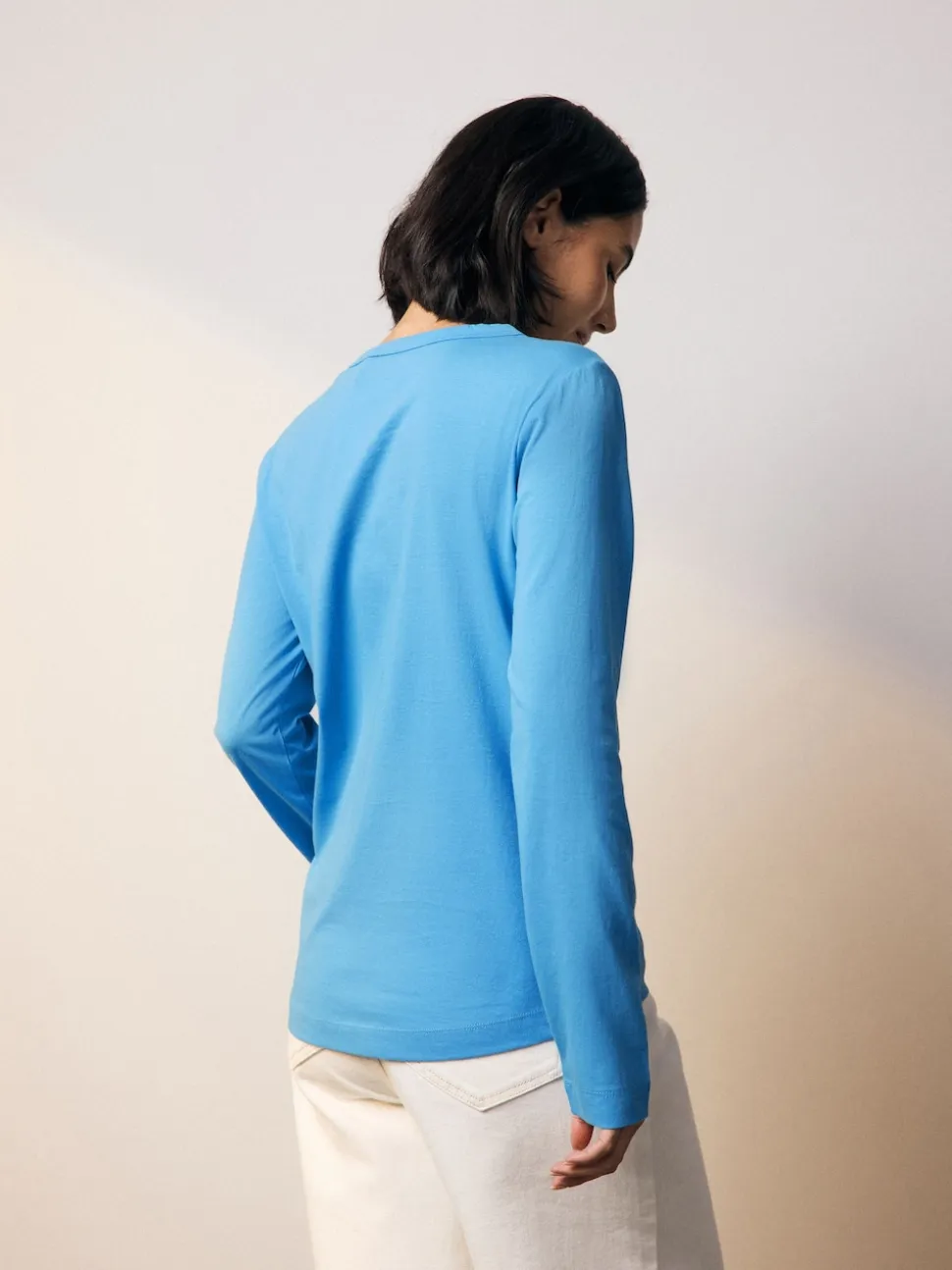 Bright Blue Long Sleeve Crew Neck T-Shirt