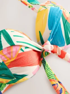 Bright Fruit Stripe Bow Front Padded Wired Bikini Top