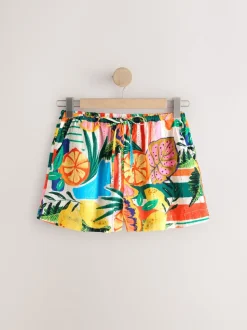 Bright Fruit Stripe Broderie Summer Shorts