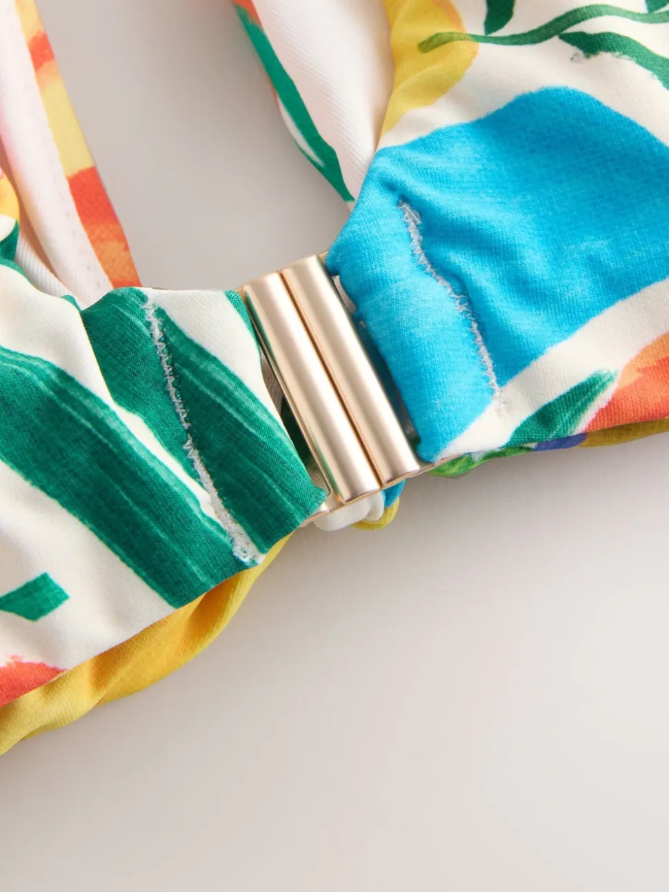 Bright Fruit Stripe DD+ Knot Front Plunge Bikini Top