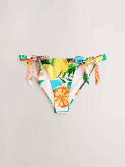Bright Fruit Stripe Tie Side Bikini Bottoms