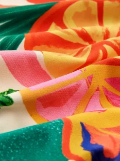 Bright Fruit Stripe Utrim Tummy Control Plunge Swimsuit