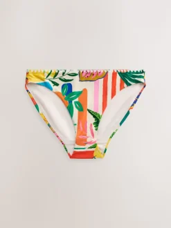 Bright Fruit Stripe Whipstitch High Leg Bikini Bottoms