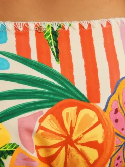 Bright Fruit Stripe Whipstitch High Leg Bikini Bottoms