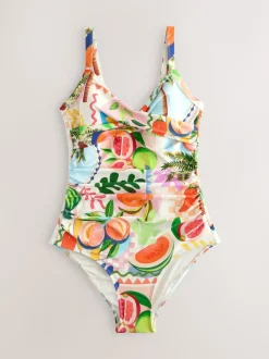 Bright Fruit/Tropical Print Shaping Tummy Control Swimsuit
