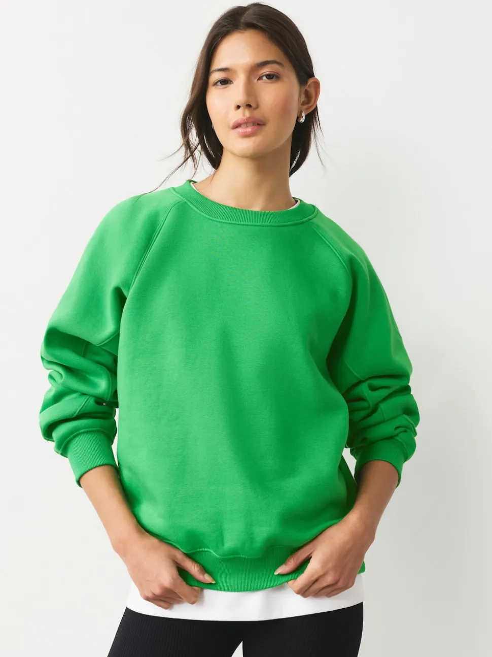 Bright Green Relaxed Fit Heavyweight Regular Crew Neck Sweatshirt