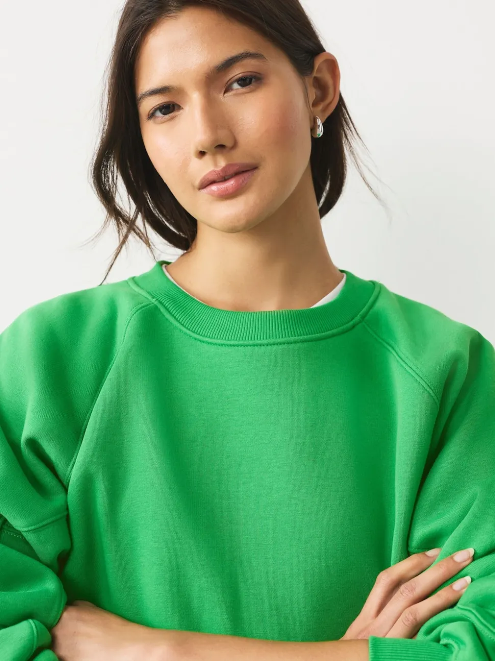 Bright Green Relaxed Fit Heavyweight Regular Crew Neck Sweatshirt