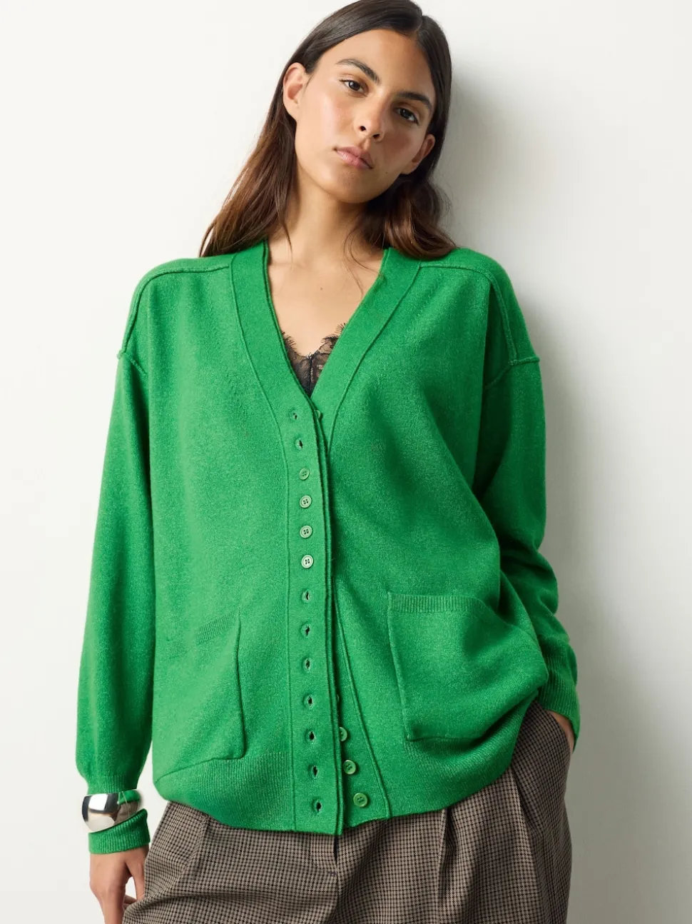 Bright Green Supersoft V-Neck Cardigan With Pockets