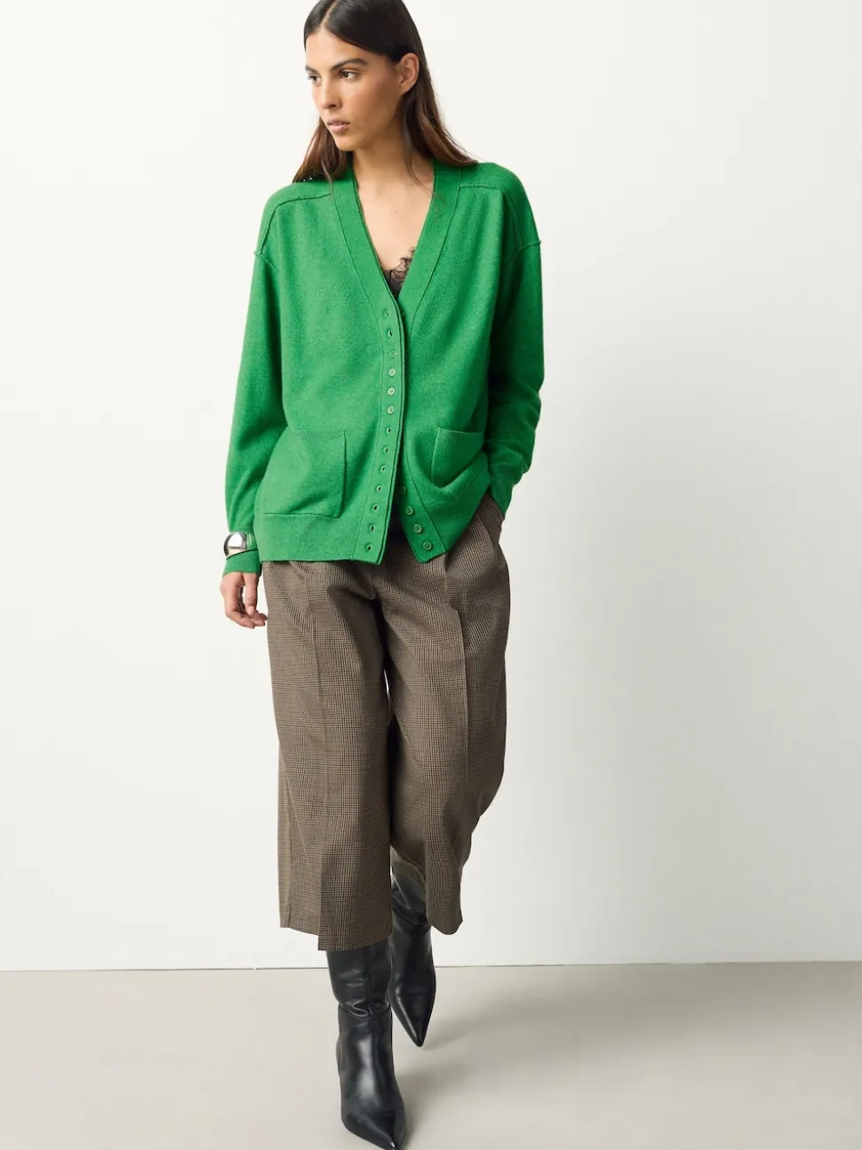 Bright Green Supersoft V-Neck Cardigan With Pockets