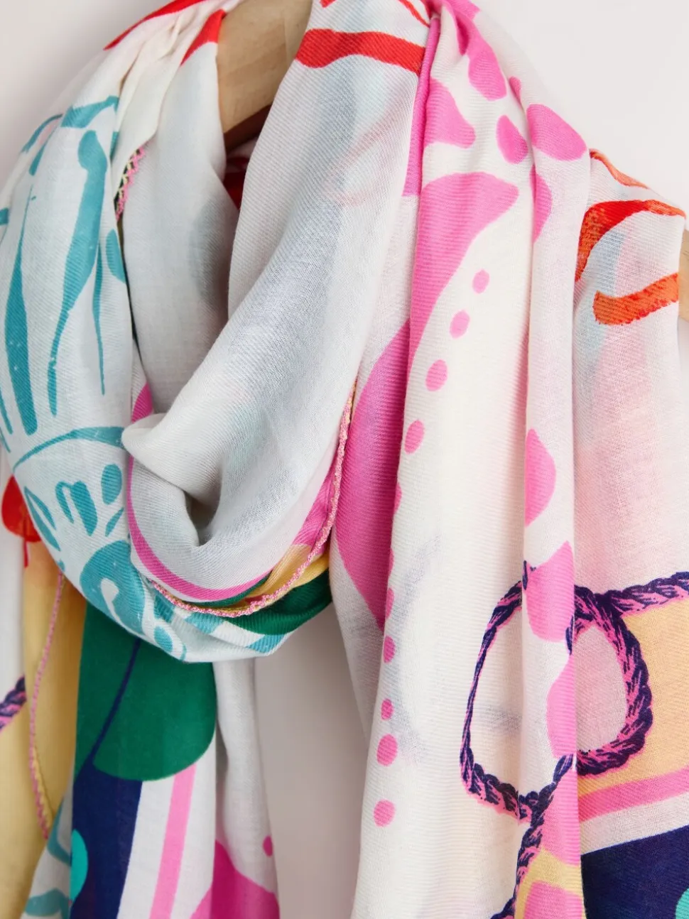 Bright Lobster Print Lightweight Scarf