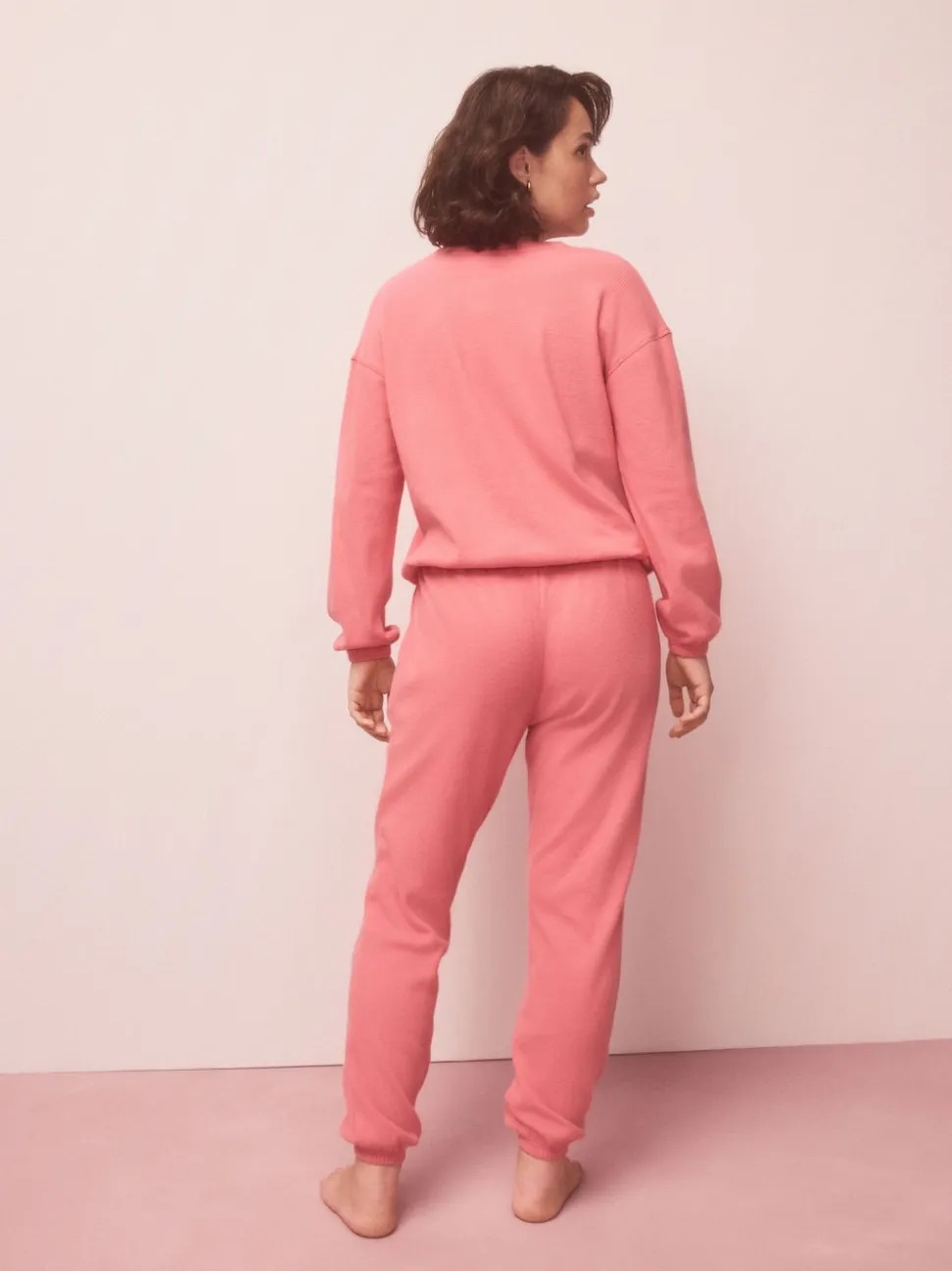 Bright Pink Cosy Waffle Long Sleeve Pyjamas