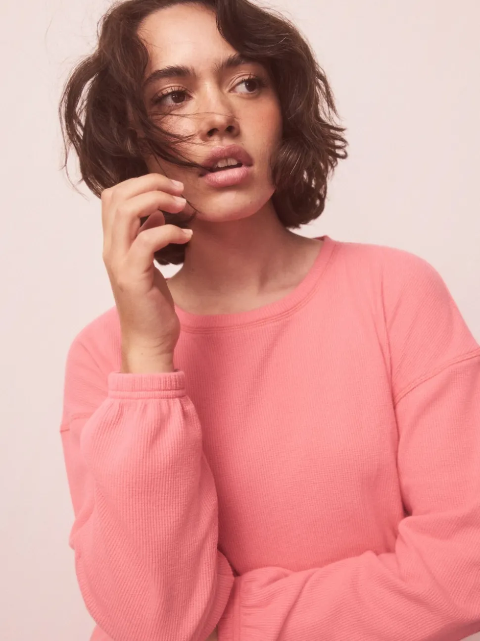 Bright Pink Cosy Waffle Long Sleeve Pyjamas