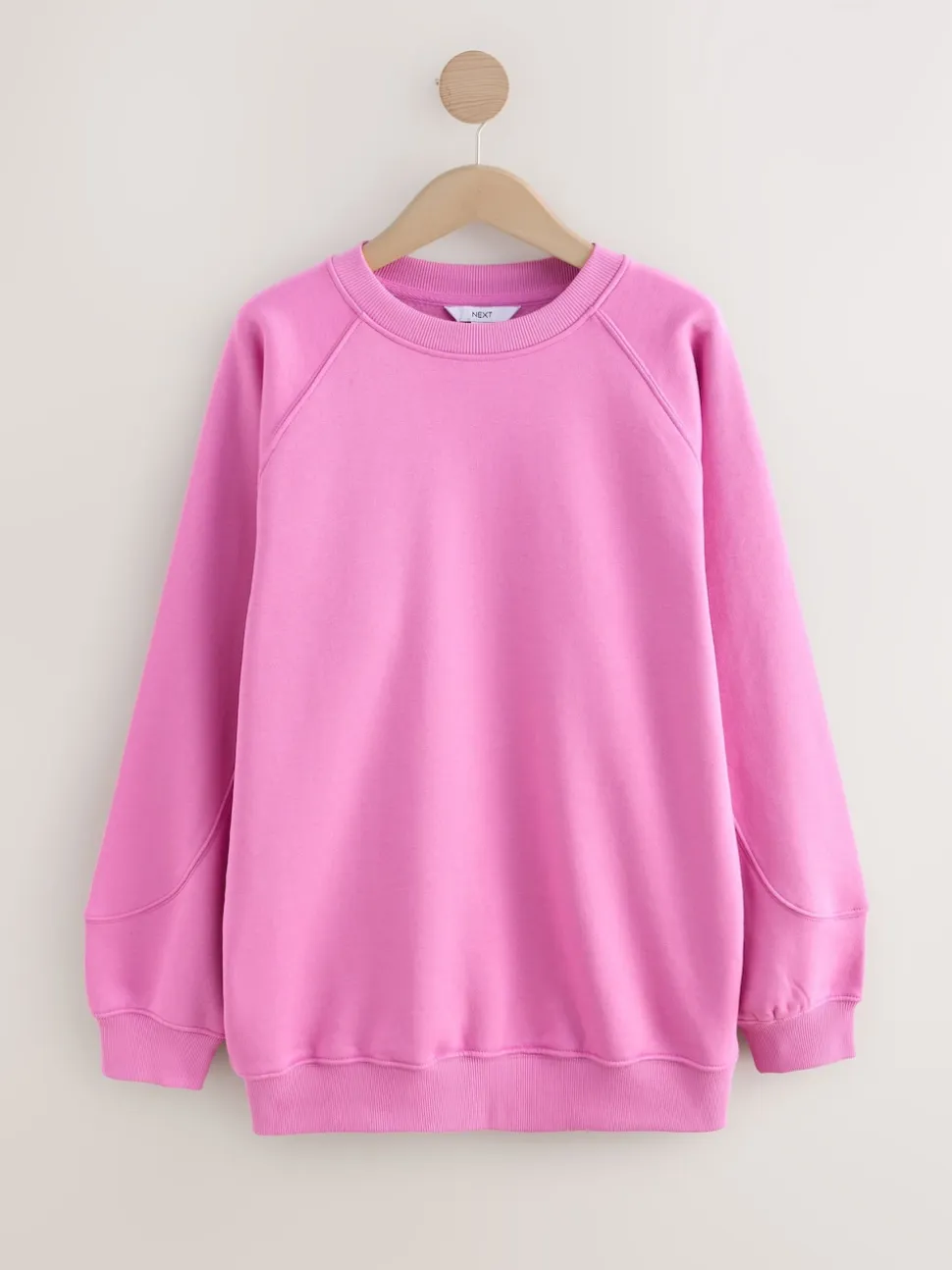 Bright Pink Relaxed Fit Heavyweight Longline Crew Neck Sweatshirt