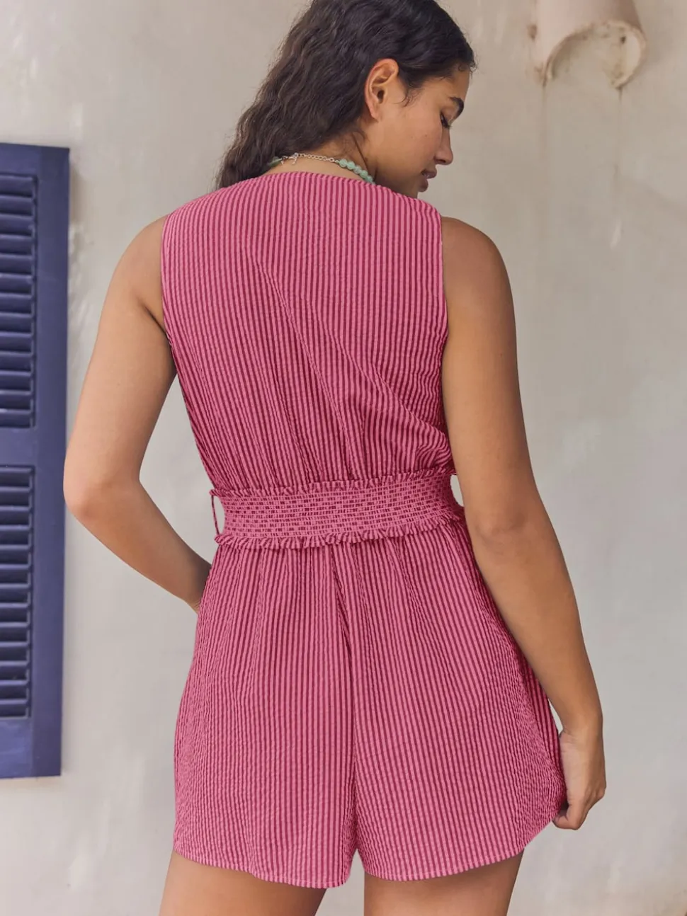 Bright Pink/Red Belted Summer Playsuit