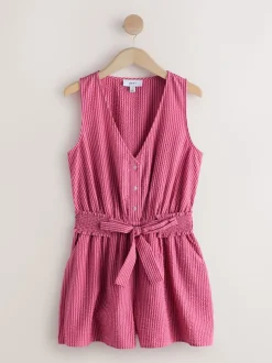 Bright Pink/Red Belted Summer Playsuit