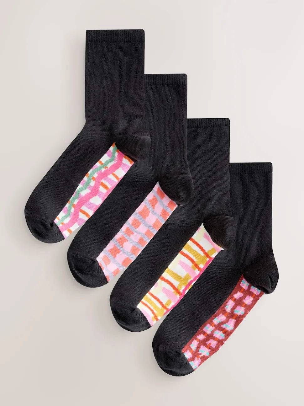 Bright Wobbly Check Footbed Ankle Socks 4 Pack
