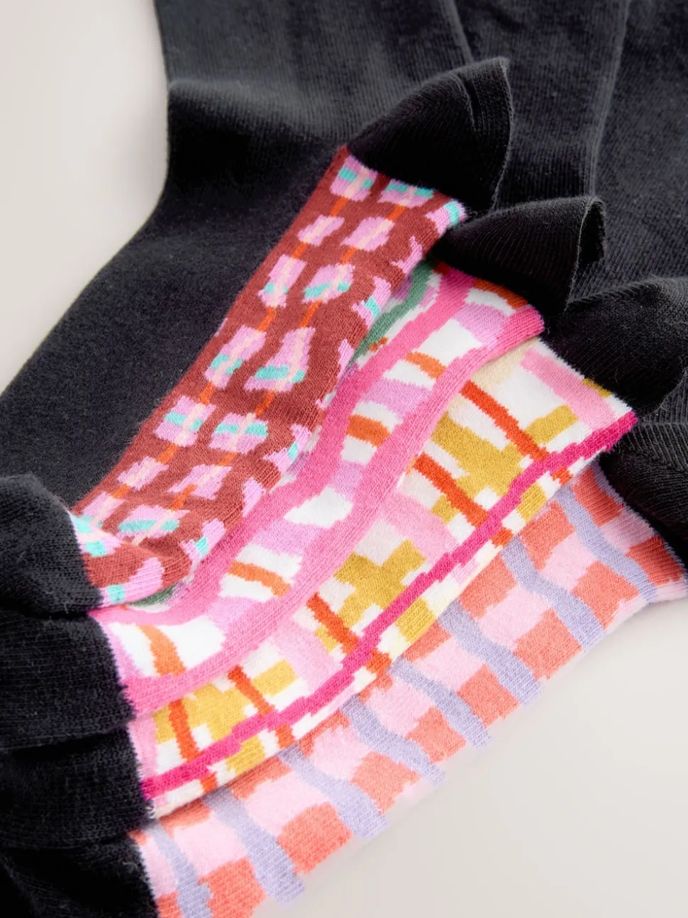 Bright Wobbly Check Footbed Ankle Socks 4 Pack