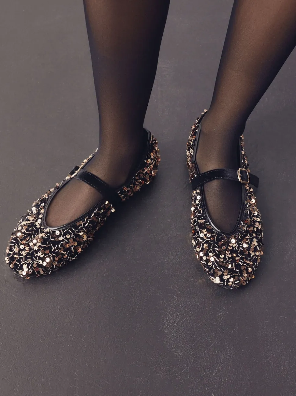 Bronze Forever Comfort® Embellished Sequin Mary Jane Shoes