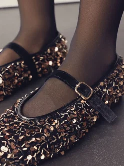 Bronze Forever Comfort® Embellished Sequin Mary Jane Shoes