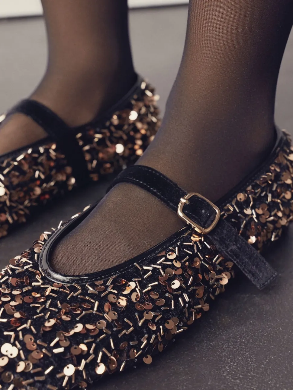 Bronze Forever Comfort® Embellished Sequin Mary Jane Shoes