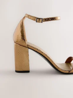 Bronze Standard/Wide Fit Block Heel Sandals