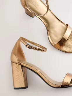 Bronze Standard/Wide Fit Block Heel Sandals