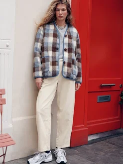 Brown and Blue Checked Jacket