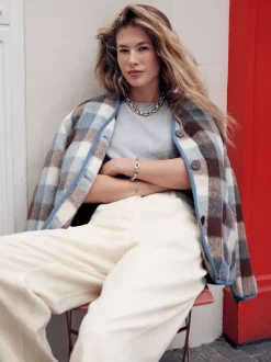 Brown and Blue Checked Jacket