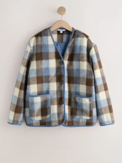 Brown and Blue Checked Jacket