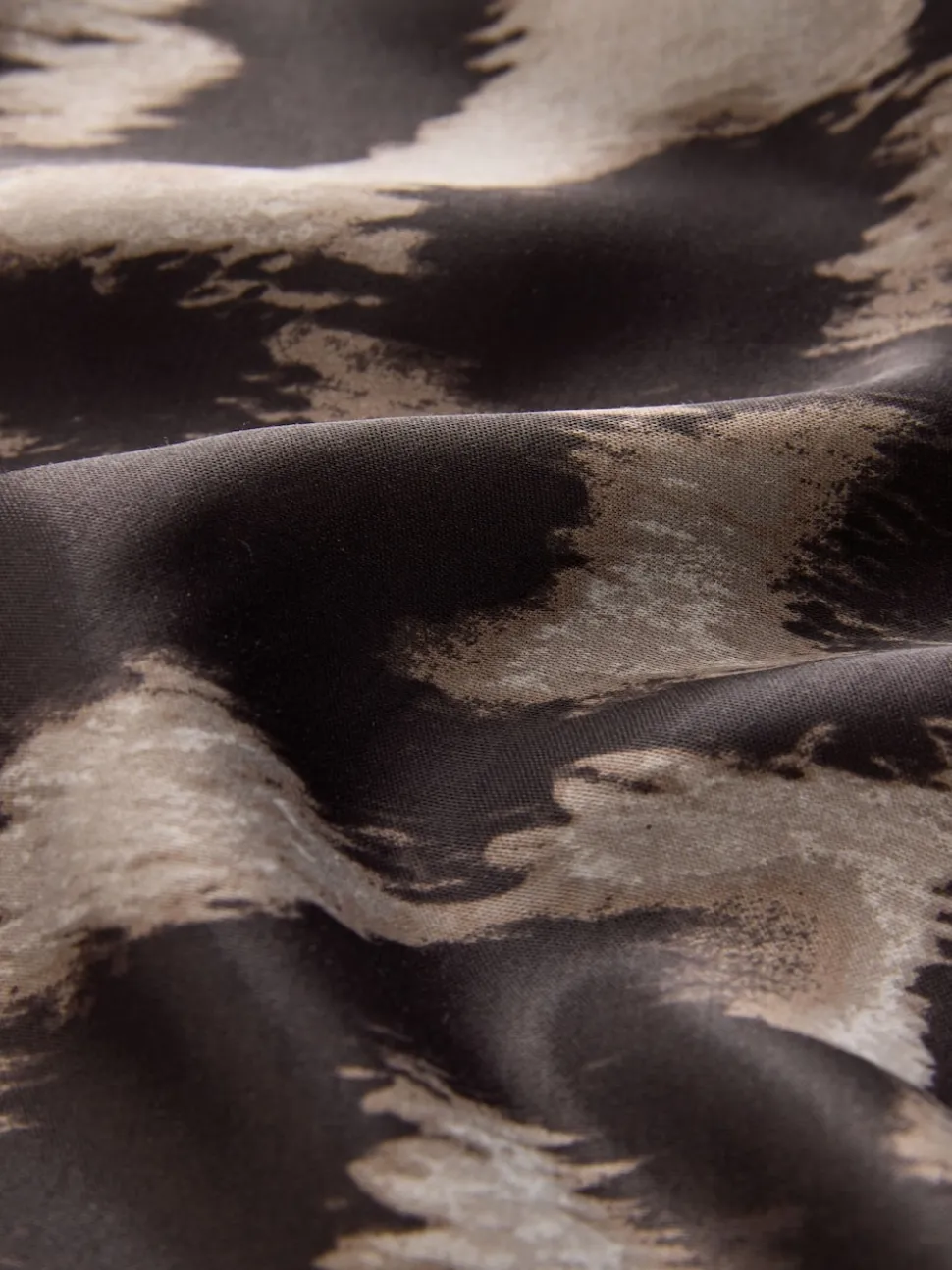 Brown Animal Print Satin Midi Skirt